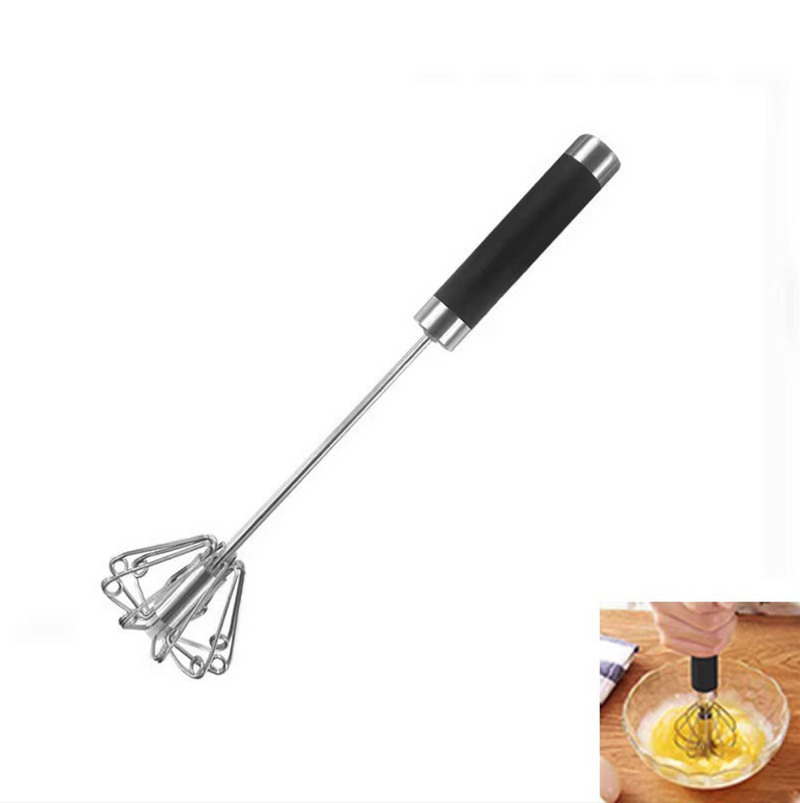 Batedor Misturador Manual Giratório Semiautomático de Aço Inoxidável
